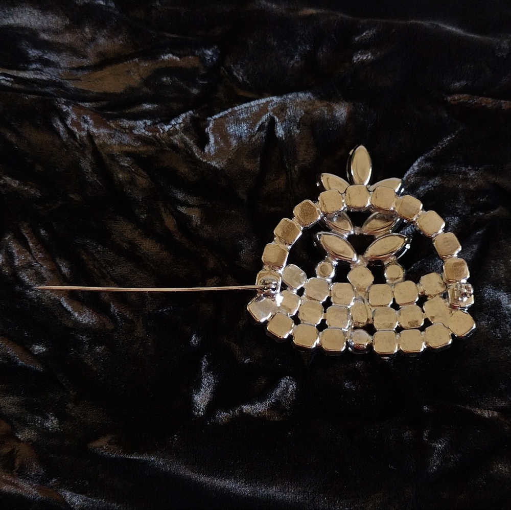 1950s Clear Rhinestone Brooch Large - Picture 6 of 13